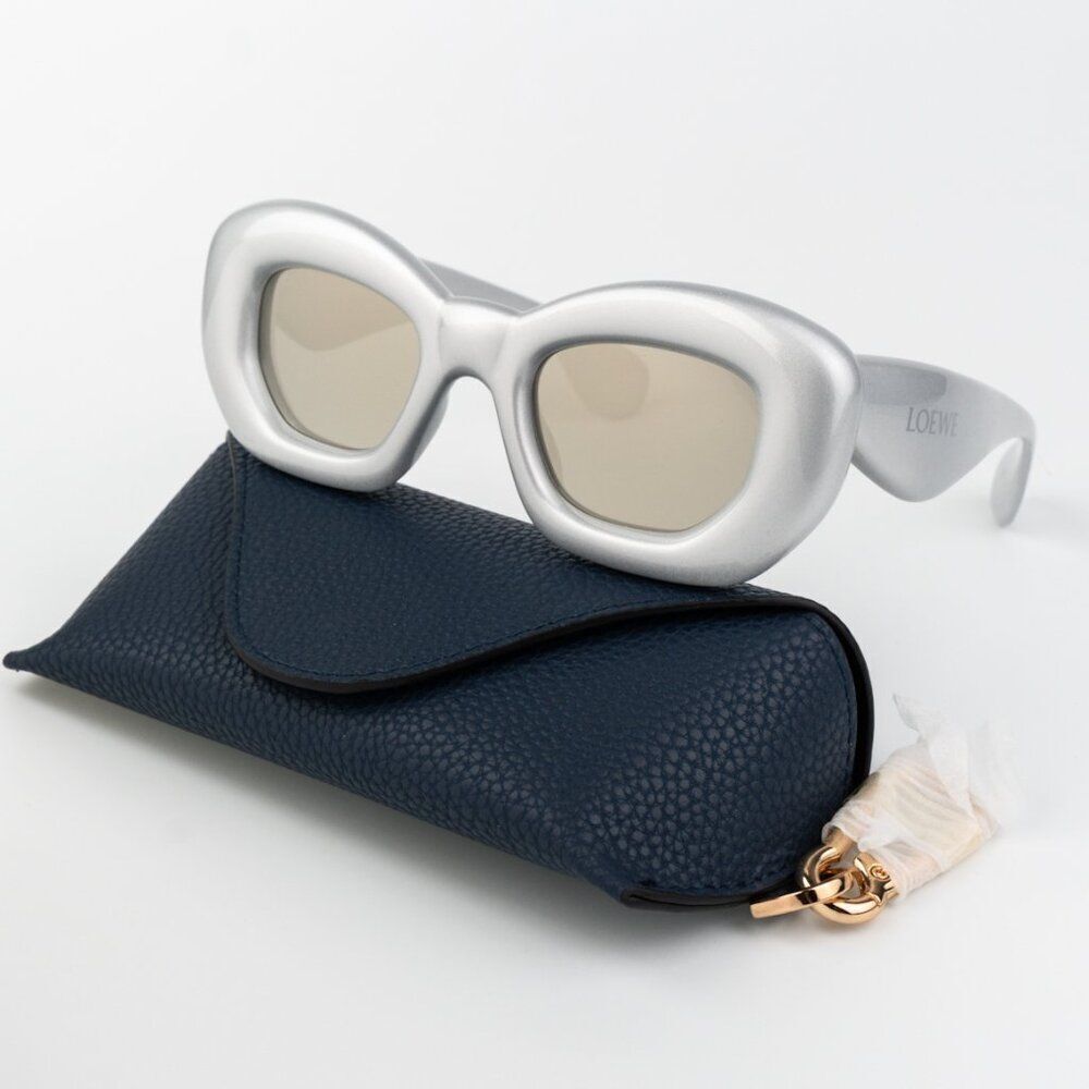 Loewe Sunglasses LW40117I 20C Metallized Silver Grey Smoke Mirror Cat Eye NEW - Picture 10 of 13